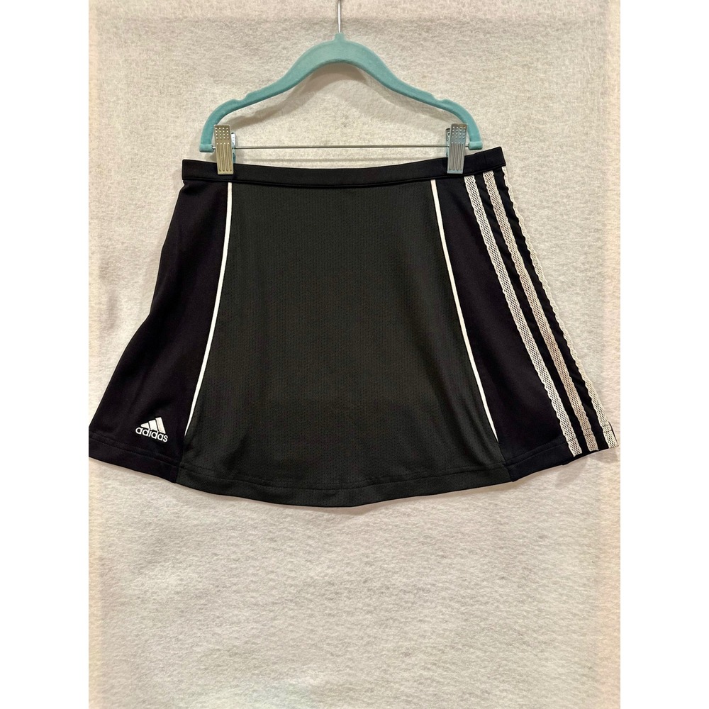 Adidas Girls Climacool Athletic Skort Black White 3 Stripe‎ Tennis Skirt Size 10